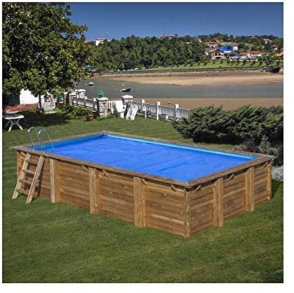 GRE Cubierta Verano Piscina GRE Madera Rectangular O Cuadrada 400 Micrones 400 X 250 cm, Rectangular