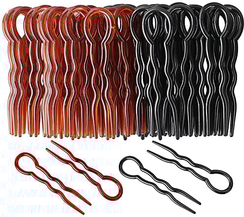 Set di 40 Fermagli per Capelli Forcelle per Capelli di Plastica Sotto Forma di U Clip di Capelli a Treccia di Spirali Veloci Nero e Marrone