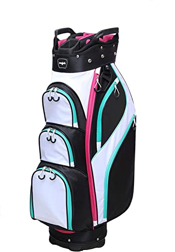 Majek Premium Damen Golftasche, Schwarz/Weiß, Blaugrün, Pink, 80er Jahre 1980er Jahre Retro-Thema