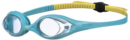 arena Spider Junior Schwimmbrille für Kinder, Schwimmbrille mit Anti-Beschlag und UV-Schutz, Selbstjustierender Nasensteg, Hypoallergene Silikondichtungen, Clear-Mint-Yellow