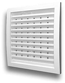 D-RU - Rejilla de ventilación (200 x 200 mm, con regulación del flujo de aire, se puede cerrar), color blanco