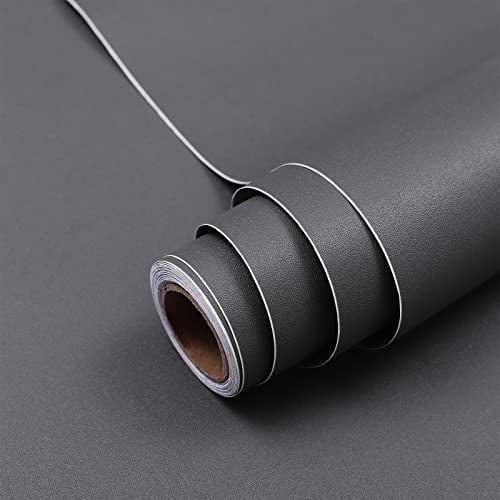 Hode Dark Grey Sticky Back Plastic, Vinyl Wrap Film Roll for Furniture 60X300cm, Self Adhesive Wallpaper Covering Paper for Wall Shelf Kitchen Cupboard (Matt)