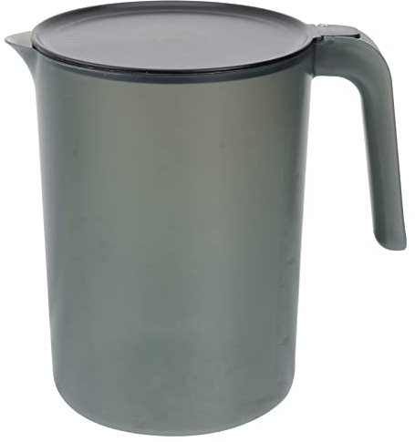 Brocca per acqua, 2 l, in plastica trasparente, con coperchio, in plastica, con manico, in plastica, per vino, caffè, acqua calda fredda