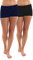 iloveSIA Damen Shorts Kurze Radlerhose Sportshorts Tanzshorts Fitness Yoga Hotpants aus Baumwolle Unterziehhose Biker Shorts Schwarz +Dunkelblau S