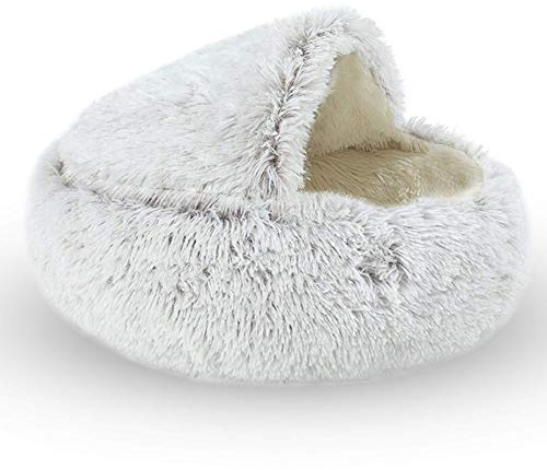 Queta Hundbett Haustierbett Hundesofa Katzensofa Kissen für Katzen und Hunde warm, Donut-Kuschelnest Weiche Plüsch Plüschsofa bequem rutschfest für kleine, mittlere Haustiere, 40 * 40 cm, braun