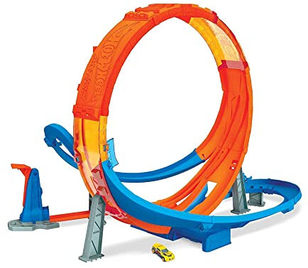 Hot Wheels- Pista Schianti Acrobatici del Loop Gigante con Lanciatore e Grande Loop da 71 cm con 1 Macchinina in Scala 1:64, Giocattolo per Bambini 5+Anni, GTV14