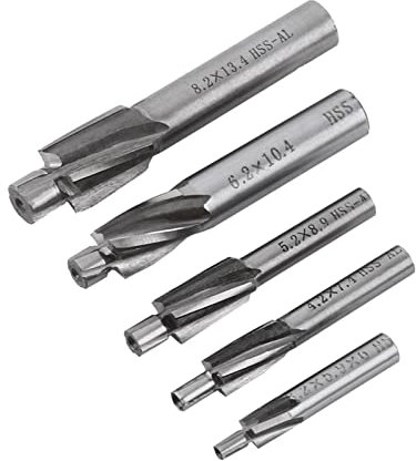 Fraise En Bout, 5pcs Fraise Etagée HSS, Fraise à Lamer Metal, Foret a Lamer, Fraise à lamer, M3-M8 Cutter Slot Forets Set, Coupe Foret De Forage à 4 Flûtes Pour Le Cuivre, L'aluminium, L'acier