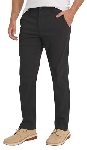 Weatherproof Vintage Mens Casual Pants - Regular Fit Ultra Stretch Flat Front Chinos | Lightweight Work & Travel Pants Charcoal