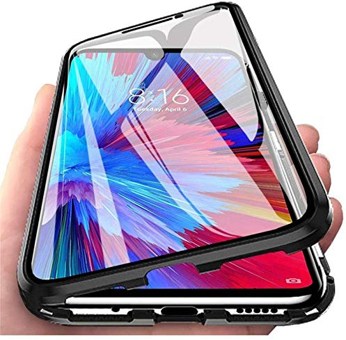 Hülle für Samsung Galaxy S22 Ultra 5G, Magnetische Adsorption Handyhülle 360 Grad Schutz Aluminiumrahmen mit Gehärtetes Glas, Starke Magneten Stoßfest Metall Flip Case Cover - schwarz