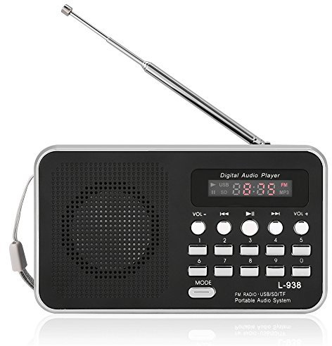 VBESTLIFE Radio FM Portátil, Mini Reproductor de Música HD de Radio Digital con Altavoz, Reproductor de Música de Radio de Bolsillo Portátil FM, Compatible con Tarjeta de Memoria USB, 800 MAh