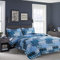 Bettwäsche-Set für Doppelbett, Tagesdecke, Bettdecke, Blau, Kariert, Patchwork, Bettwäsche, Herren, Jungen, Steppdecke, Doppelbett, wendbar, weiche Mikrofaser, Steppdecken-Set für alle Jahreszeiten
