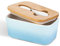 Butterdose Porzellan, Henten Home Butterschale mit Deckel und Buttermesser, Keramik Butterdose mit Silikon-Dichtlippe für Alle Arten von Butter (Himmel Blau)