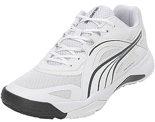 PUMA Unisex Solarstrike Ii Indoor Court Shoe, White Shadow Gray, 43 EU