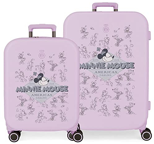 Set valigie Disney Minnie Happiness viola 55/70 cm ABS rigido Chiusura TSA integrata 116L 7,54 kg 4 doppie ruote Bagaglio a mano