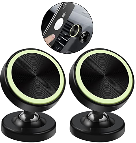 Vinabo 2 Pack Soporte Magnético para Teléfono de Coche, Soporte Magnético para Teléfono de Coche, Soporte Magnético para Teléfono de Coche, Rotación de 360°, Compatible con Todos los Smartphones