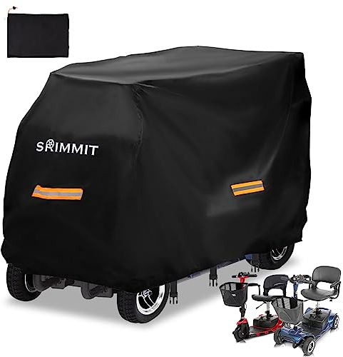 Mobility Scooter Covers for Outside Storage,Heavy Duty 420D Oxford Fabric Electric Scooter Rain Cover Waterproof Outdoor, Waterproof and Reflective Strips,3 Buckles and Large Bag,(XL 57 x 27 x 39)