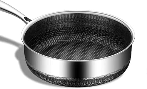 AZHANGYB Nonstick Woks, Woks & Stir-Fry Pans with Lid & Cookwares, No Chemical Coated Flat Bottom Chinese Woks Pan for Induction, Electric, Gas, Halogen All Stoves (Without Cover 28cm)