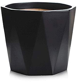 GGZONE Moderner schwarzer Blumentopf, großer achteckiger zylindrischer Übertopf, Sukkulenten-Blumentöpfe mit Loch, Keramikbehälter, Geschenk für Eltern oder Freunde, Vase, Kräuter-Übertopf für den
