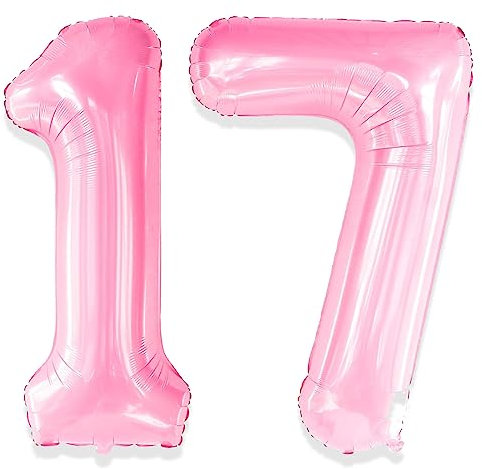 Yiran Sweet 17 Pink Balloons - 71 Pink Big Giant Jumbo Huge Foil Mylar Helium 17th & 71st Birthday Party Balloons for Girls & Women