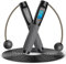 TOQIBO Springseil mit digital Zähler, Profi Kugellager & Anti-Rutsch Griffe, Verstellbares Speed Rope Seilspringen Training, Fitness, Boxen, Abnehmen für Kinder und Erwachsene(Schwarz + Grau)