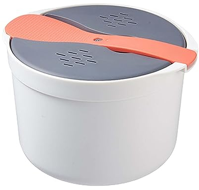 Baoblaze Microwave Rice Cooker and Steamer 2L Microwave Pressure Cooker Steamer Rice Cooking Bowl with Strainer and Microwave Pasta Cooker Cookware for Microwave Home Office Use