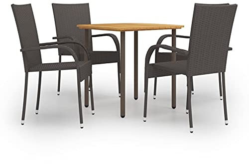 Homgoday 5-TLG. Gartenmöbel Set Sitzgruppe Garten Essgruppe Gartengarnitur Sitzgarnitur Gartenset Garten Terrasse Balkon Poly Rattan Braun