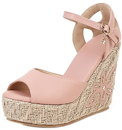 Gicoiz Moda Espadrille Donna Punta Aperta Plateau Zeppa Sandal