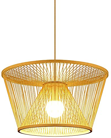 AnraM Pendant Lights Kitchen Island Hand Made Woven Ceiling Lamp Pendant Chandelier Tea House Hot Pot Shop Stairs Lights Better life