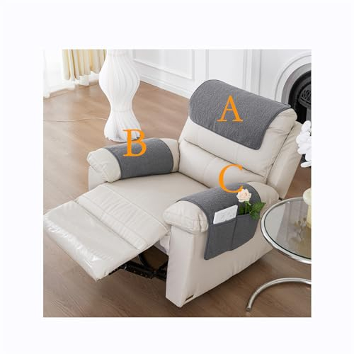 HYRAM Couch überwurf,Plüsch Superweich Sofaüberwurf,Armkappen, Für Sessel,Armlehnenschoner Für Sofa Kopfstützenbezug Für Möbelbezüge Weiche Abnehmbar Sesselbezüge (3 Seater(5pcs),Light Gray)