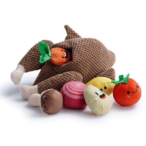 Nocciola 7-in-1 Verstecken und Suchen Hundespielzeug Set - Brathähnchen | Interaktives Schnüffel-Puzzle, Süßes Intelligenzspielzeug, Denkspiel und Geschenk für Welpen, Kleine bis Große Hunde
