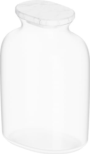 BLANCO Carafe en verre | Verre mat/givré, couvercle en marbre | Carafe à eau de 1 l pour eau gazeuse et eau du robinet normale | Complément parfait à tous les robinets filtrants ou système de boisson