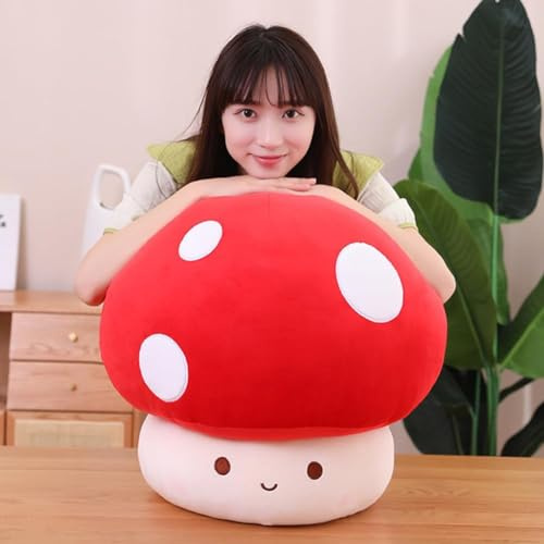 SNOWOLF 60cm Pilz Plüsch Spielzeug 3D Weiche Pilz Plüsch Kissen Kawaii Squishy Puppe Gefüllte Umarmung Kissen Geschenk für Mädchen Kinder Frauen Dekor Weihnachten Valentins Party (red)