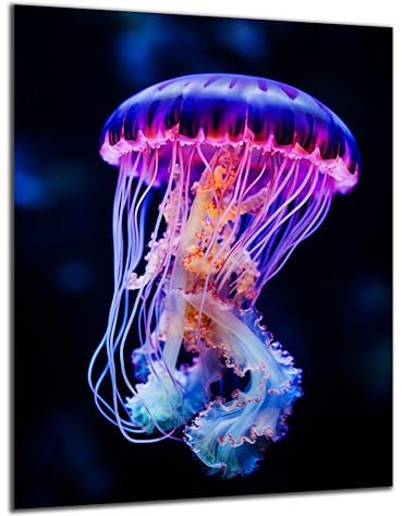 DARO Design - Wand-Bild 6mm HDF 70x50 cm Qualle leuchtende Farben - Wand-Deko Bilder Wohnzimmer