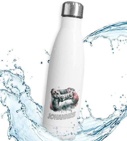 timalo® Thermosflasche personalisiert mit Namen auslaufsichere Edelstahl Trinkflasche Wasserflasche für Kinder Mädchen Jungen 500mL | Controller