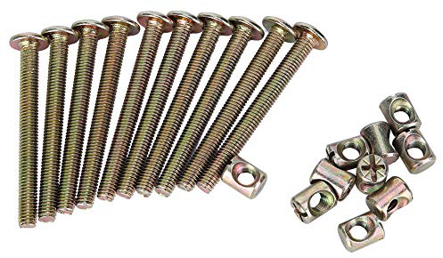 10 Stück M6 Kohlenstoffstahl-Möbelschrauben mit Zylindermuttern, Dübelmuttern, Verbindungsbefestigung Stühle, Möbel, Betten, Kinderbetten, Ersatzverbindungsteile (40mm)