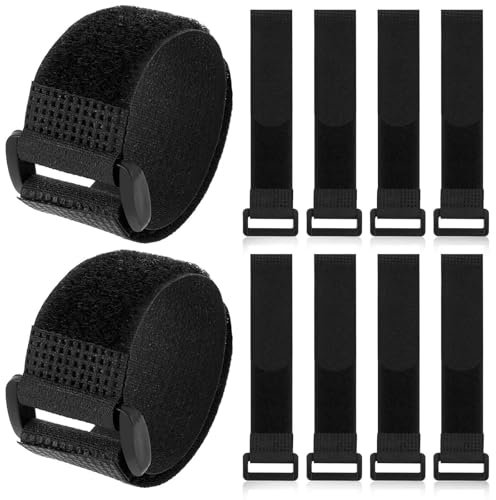Black Fastening Reusable Cable Ties, 10Pcs Adjustable Cinch Straps Hook and Loop Cable Tie Down Straps Utility Cable Ties for Cords Organized and Tidy (1 x 8)