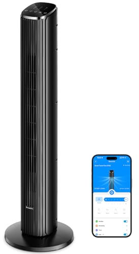 GoveeLife 36-inch Smart Tower Fan with App & Voice Control, Ultra-Quiet Oscillating Floor Fan, 8 Speeds & 5 Modes, 24H Timer for Bedroom, Home Office