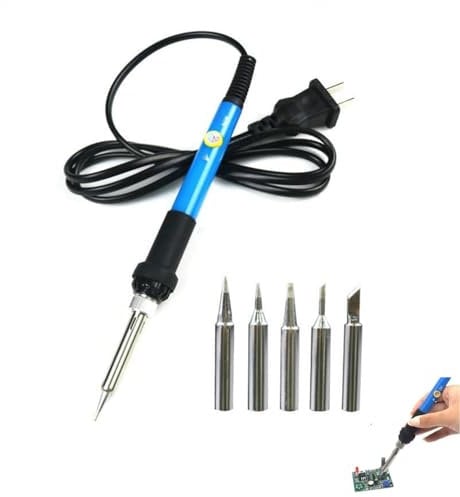 Soldador de Estaño,Soldadores de Estaño,60W Kit 5 en 1 Soldador Profesional,Soldador de Temperatura Ajustable,Kit de Reparación Pequeño de Soldadura,con Ajustable 200-450 ℃,Con 5 puntas de Soldador