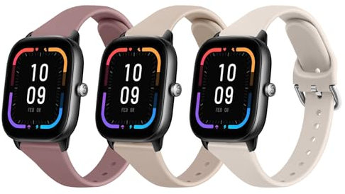 Oumida 3 Piezas Correa 20mm para Amazfit GTS 4 Mini/GTS 4, Amazfit GTS 2 Mini/GTS 2/ GTS 3, Correas de Silicona, Pulseras de Repuesto Fina Impermeable para Mujeres para Amazfit Bip 3/Bip 3 Pro/Bip U