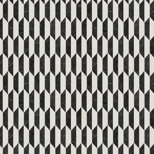 VINYL FLOORING UK Black-White Designer Effect Vinyl Flooring Sheet For Kitchen Bathroom Living Room Dining Room 2.5mm Thick With Textile Backing 10 Years Warranty-1m(3'3) X 2m(6'6)-2m²