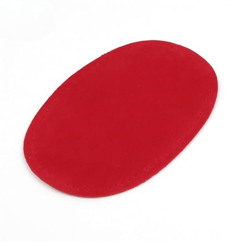 4 rodilleras y coderas ovaladas de tela de costura, suministros de manualidades, apliques de costura, parches de reparación de ropa (piel sintética, multicolor disponible) (rojo)