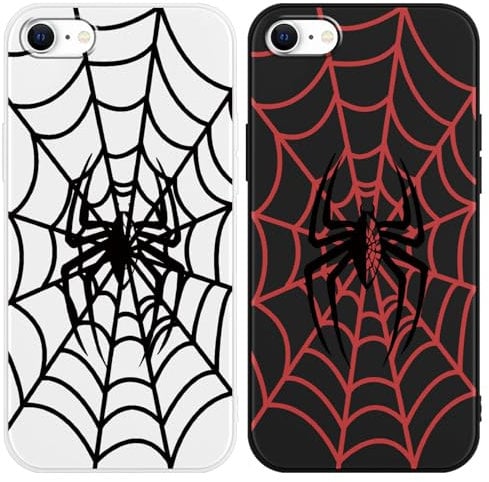 Yoedge 2 Pack for iPhone 8/SE 2022/7/SE 2020 Phone Case 4.7 inch,with Spider Aesthetics Pattern Designed Cover, Soft Silicone TPU Resistant Shockproof Protective Bumper Back Girls Cases,for iPhone 7