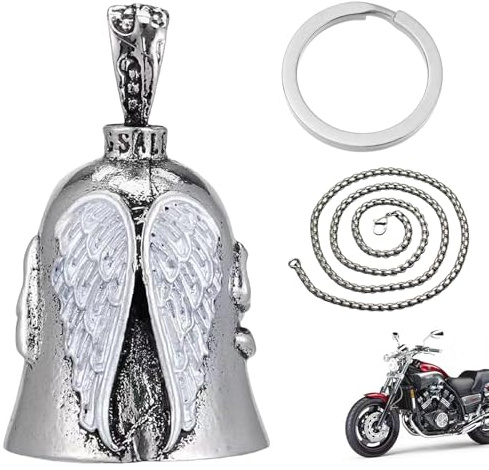 Guardian Bell,Biker Bell,Motorrad Glocke Glücksbringer,Biker Bell Motorrad Glöckchen,Edelstahl Motorradglocke Schlüsselanhänger,Schutzglocke Engel Motorrad Zubehör Aufhängen für Segne Den Frieden
