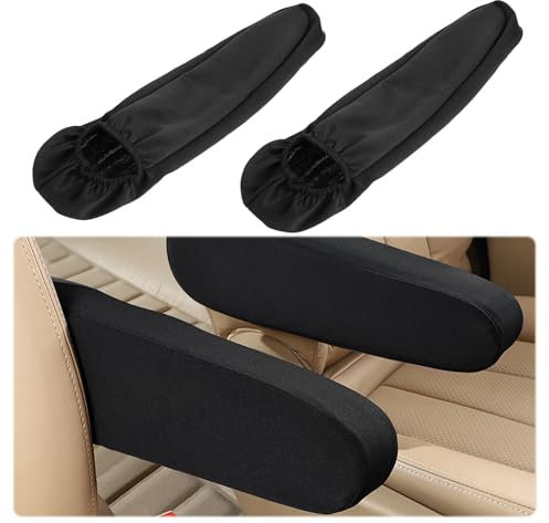 2 Stück Auto Stuhl Armlehnenbezug, Armlehnenschoner Auto, Elastische Autositzzubehör Armlehnenbezug, Universalgröße Auto-Vordersitz-Armlehnenbezüge, Schutz Für Auto, Suv, Lkw Und Van (Schwarz)