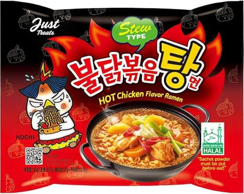 Stew Type Korean Hot Chicken Flavour Ramen Noodles 145g (Pack of 5) | Authentic Korean Stew-Style Ramen | Perfect for Soup Lovers | Ready in Minutes | Intense, Fiery Spice | 5-Pack Value Bundle