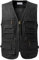 KTWOLEN Gilet di Jeans da Uomo Multi-Tasca Gilet Moto Giacca Denim Vintage Smanicato Jeans Giubbino da Lavoro con Cerniera, Nero, XL