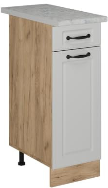 Vicco Küchenunterschrank R-Line, Schubladenschrank für die Küche, Weiß Landhaus, 30 cm AP Marmor