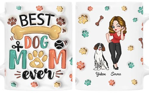 Personal Chic Personalised Mug - Best Dog Mum Ever - Personalised Gift for Dog Lovers for Christmas (Model #4)