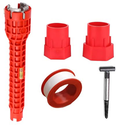 8-in-1 Professional Tap Spanner & Basin Wrench Tool Set, Multi-functional Plumbing Wrench with ABS & PTFE Grip, Adjustable Sink Bath Faucet Installer for Tight Spaces, Kitchen & Bathroom Repairs