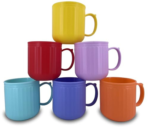 YUYUHUA Coffee Mug set of 6, Reusable Plastic Mugs Cups 16 oz, Unbreakable Drinking Cup for Coffee, Milk, Tea |BPA Free and Microwave & Dishwasher Safe, Ideal for Kitchen, Camping, Travel